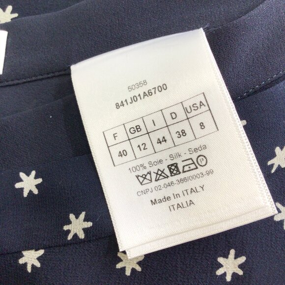 CHRISTIAN DIOR NAVY BLUE STAR PRINT SILK MIDI SKIRT - Picture 5 of 5